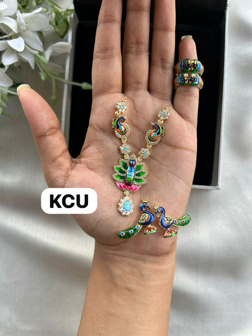 AD Exclusive peacock  jewellery set (Size -4/5no) S113